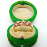 9ct Yellow Gold, Ruby & Spinel Dress Ring Vintage 1987 Birmingham