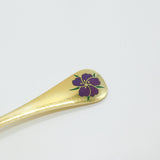 Georg Jensen Sterling Silver Gilt Enamel Rose Large Caddy Spoon Vintage 1974