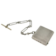 Art Deco Sterling Silver Trombone Link Watch Chain & Vesta Case Antique