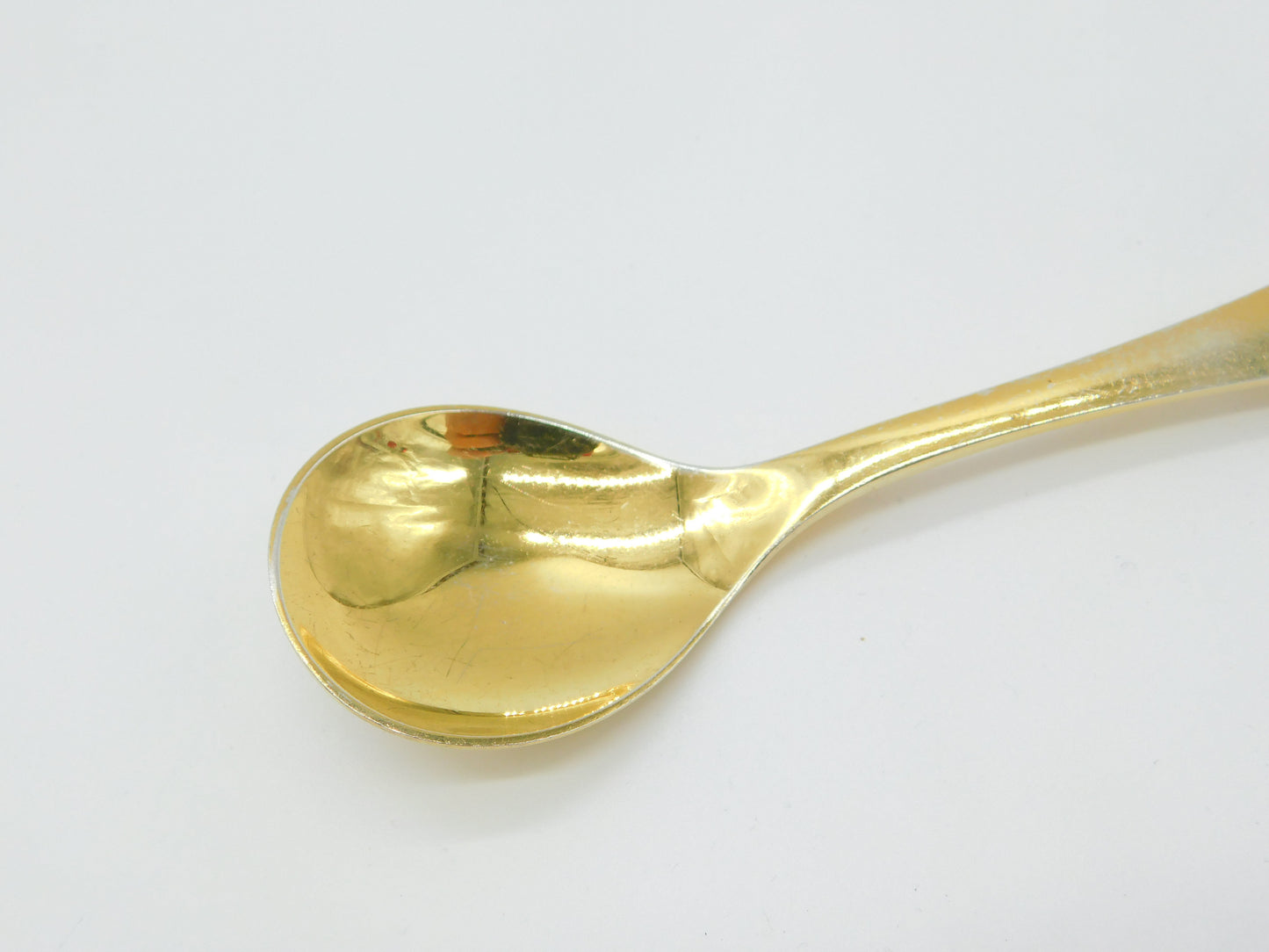 Georg Jensen Sterling Silver Gilt Enamel Rose Large Caddy Spoon Vintage 1974