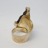 Large Sterling Silver & Baltic Amber Specimen Set Statement Ring Vintage c1980