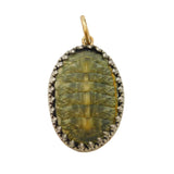 Victorian Sterling Silver & Gold Mounted Trilobite Fossil Pendant Antique