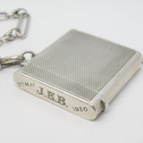 Art Deco Sterling Silver Trombone Link Watch Chain & Vesta Case Antique