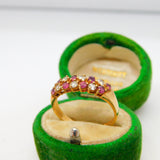 9ct Yellow Gold, Ruby & Spinel Dress Ring Vintage 1987 Birmingham