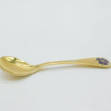 Georg Jensen Sterling Silver Gilt Enamel Rose Large Caddy Spoon Vintage 1974