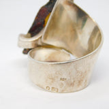 Large Sterling Silver & Baltic Amber Specimen Set Statement Ring Vintage c1980