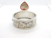 Victorian Aesthetic Movement Sterling Silver Fern Leaf Pattern Bangle c1880
