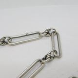 Art Deco Sterling Silver Trombone Link Watch Chain & Vesta Case Antique