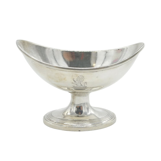 George III Sterling Silver Crested Pedestal Salt Cellar Antique 1784 London