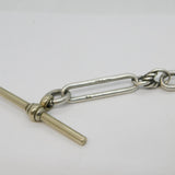 Art Deco Sterling Silver Trombone Link Watch Chain & Vesta Case Antique