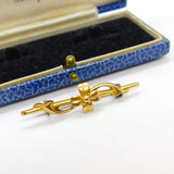Edwardian 9ct Yellow Gold Shamrock & Floral Good Luck Brooch c1910