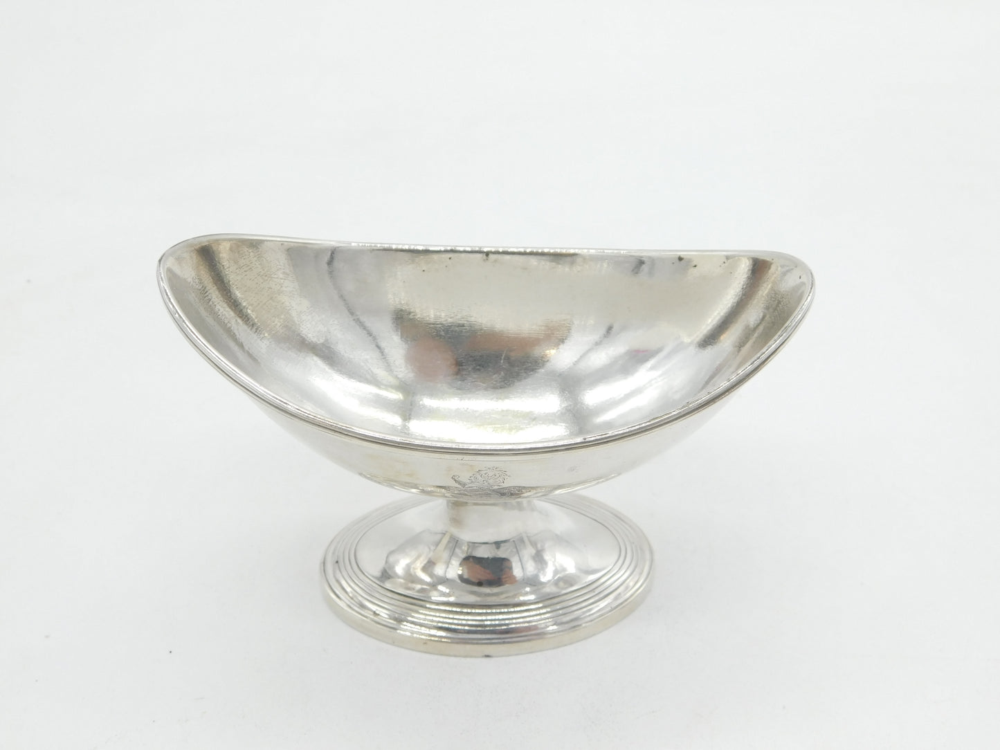 George III Sterling Silver Crested Pedestal Salt Cellar Antique 1784 London