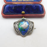 Charles Horner Art Nouveau Sterling Silver Blue Enamel Brooch AF 1909 Chester
