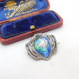 Charles Horner Art Nouveau Sterling Silver Blue Enamel Brooch AF 1909 Chester