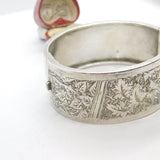 Victorian Aesthetic Movement Sterling Silver Fern Leaf Pattern Bangle c1880