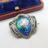 Charles Horner Art Nouveau Sterling Silver Blue Enamel Brooch AF 1909 Chester