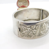 Victorian Aesthetic Movement Sterling Silver Fern Leaf Pattern Bangle c1880