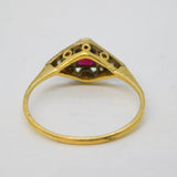 Art Deco 18ct Yellow Gold, Square-Cut Ruby & Diamond Dress Ring Antique