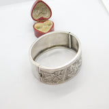 Victorian Aesthetic Movement Sterling Silver Fern Leaf Pattern Bangle c1880