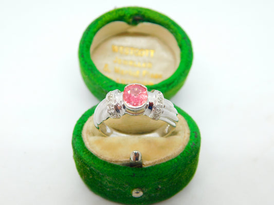 9ct White Gold, 0.75ct Ruby & Diamond Dress Ring Vintage 2007 Birmingham