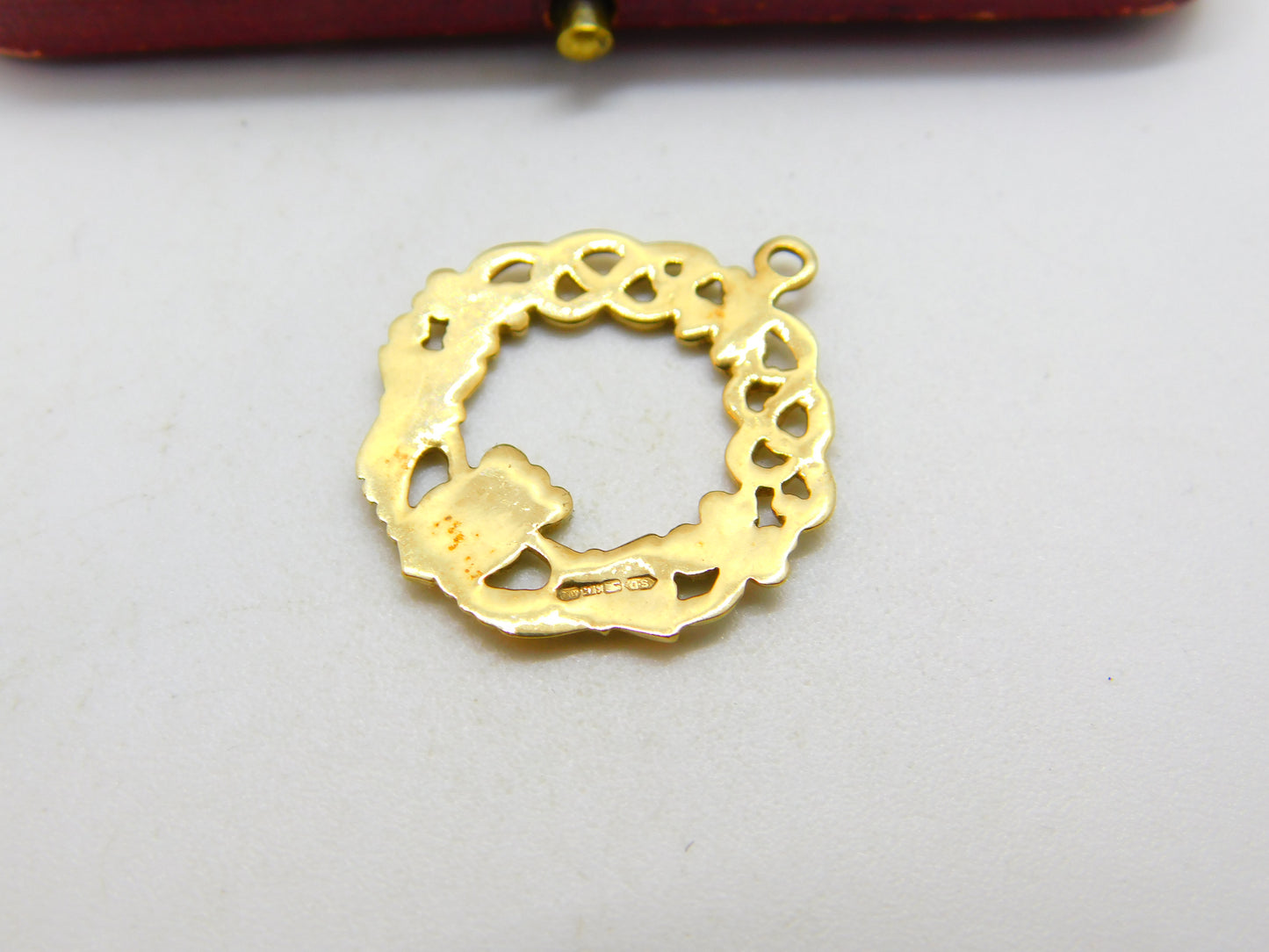 9ct Yellow Gold Irish Claddagh Sweetheart Drop Pendant Vintage c1990