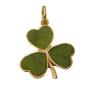Irish Art Deco 9ct Gold & Connemara Marble Set Shamrock Pendant Antique