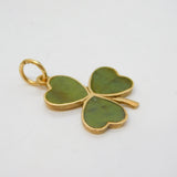 Irish Art Deco 9ct Gold & Connemara Marble Set Shamrock Pendant Antique