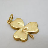 Irish Art Deco 9ct Gold & Connemara Marble Set Shamrock Pendant Antique