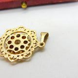 9ct Yellow Gold, Garnet & 0.1ct Diamond Paste Drop Pendant 1974 Birmingham