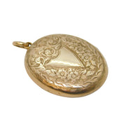 Victorian 9ct Gold Back & Front Floral Sweetheart Locket Pendant Antique