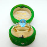 9ct Yellow Gold & Blue Topaz Dress Ring Vintage 2007 Birmingham