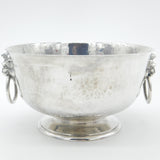 Planished Sterling Silver Lion Mask Handle Centrepiece Rose Bowl Antique 1923