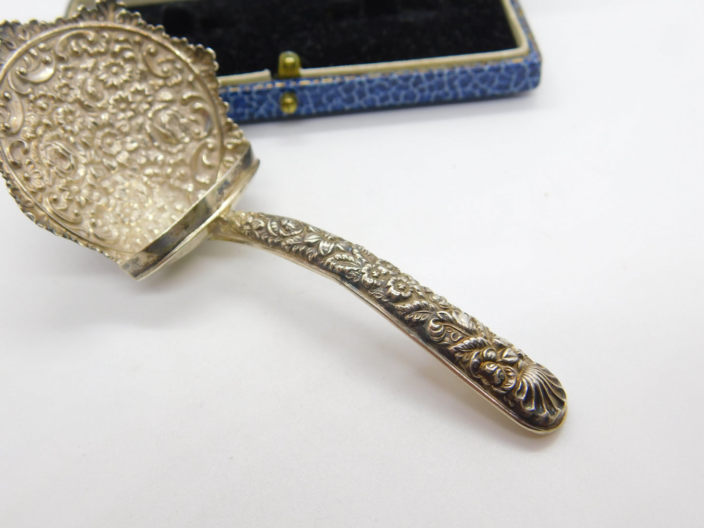 Georgian Sterling Silver Floral Tea Caddy Spoon 1797 Birmingham J. Thornton