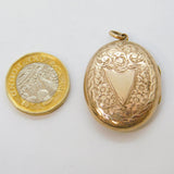 Victorian 9ct Gold Back & Front Floral Sweetheart Locket Pendant Antique