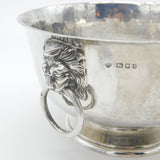 Planished Sterling Silver Lion Mask Handle Centrepiece Rose Bowl Antique 1923
