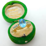 9ct Yellow Gold & Blue Topaz Dress Ring Vintage 2007 Birmingham