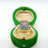 9ct Yellow Gold & Iridescent Glass Dress Ring Vintage 2015 Birmingham