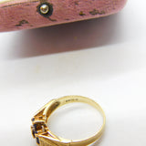 9ct Yellow Gold, Sapphire & Diamond Floral Cluster Ring 1978 London Vintage
