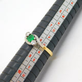 18ct Gold, Square-Cut Emerald & Diamond Crossover Ring Antique Art Deco