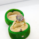 9ct Yellow Gold & Iridescent Glass Dress Ring Vintage 2015 Birmingham