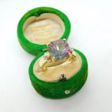 9ct Yellow Gold & Iridescent Glass Dress Ring Vintage 2015 Birmingham