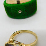 9ct Yellow Gold & Iridescent Glass Dress Ring Vintage 2015 Birmingham