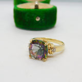 9ct Yellow Gold & Iridescent Glass Dress Ring Vintage 2015 Birmingham
