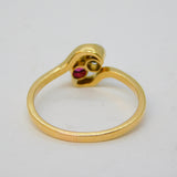 Victorian 18ct Yellow Gold, Diamond & Ruby 'Toi Et Moi' Engagement Ring Antique