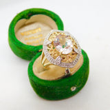 9ct Yellow Gold & Citrine Set Floral Dress Ring Antique 2006 Birmingham