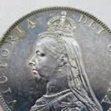 Queen Victoria .925 Silver 1887 Double Florin Arabic 1 Coin Very Fine Condition