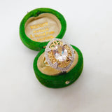 9ct Yellow Gold & Citrine Set Floral Dress Ring Antique 2006 Birmingham