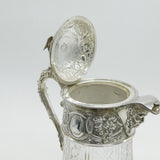 Victorian Silver Plated Cut Glass Claret Jug Bacchanalian Detail Antique c1890