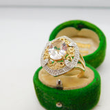 9ct Yellow Gold & Citrine Set Floral Dress Ring Antique 2006 Birmingham