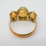 Victorian 9ct Rose Gold & Cabochon Three-Stone Opal Dress Ring Antique c1860